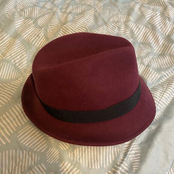 Zara Man Burgundy Wool Fedora Size Large - Picture 1 of 5